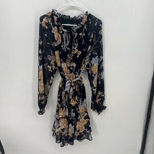 Lauren Ralph Lauren Floral Belted Crinkle Georgette Dress Size 14W